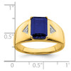 Lex & Lu 14k Yellow Gold Created Sapphire & Diamond Men's Ring LAL3995 - 3 - Lex & Lu
