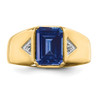 Lex & Lu 14k Yellow Gold Created Sapphire & Diamond Men's Ring LAL3995 - 5 - Lex & Lu