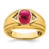 Lex & Lu 14k Yellow Gold Created Ruby & Diamond Men's Ring LAL3997 - Lex & Lu