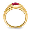 Lex & Lu 14k Yellow Gold Created Ruby & Diamond Men's Ring LAL3997 - 2 - Lex & Lu