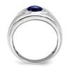 Lex & Lu 14k White Gold Created Sapphire & Diamond Men's Ring LAL3998 - 2 - Lex & Lu