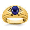 Lex & Lu 14k Yellow Gold Created Sapphire & Diamond Men's Ring LAL3999 - Lex & Lu