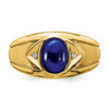 Lex & Lu 14k Yellow Gold Created Sapphire & Diamond Men's Ring LAL3999 - 5 - Lex & Lu