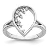 Lex & Lu 14k White Gold Polished Teardrop Diamond Ring - Lex & Lu