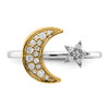 Lex & Lu 14k Two-tone Gold Moon w/Star Diamond Cuff Ring - 4 - Lex & Lu