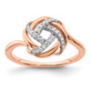 Lex & Lu 14k Rose Gold Polished Diamond Love Knot Ring - Lex & Lu