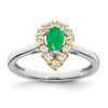 Lex & Lu 14k Two-tone Gold Emerald and Diamond Ring LAL4060 - Lex & Lu