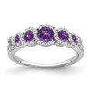 Lex & Lu 14k White Gold Amethyst and Diamond Ring LAL4087 - Lex & Lu