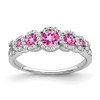 Lex & Lu 14k White Gold Created Pink Sapphire and Diamond Ring LAL4089 - Lex & Lu