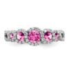 Lex & Lu 14k White Gold Created Pink Sapphire and Diamond Ring LAL4089 - 5 - Lex & Lu