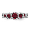 Lex & Lu 14k White Gold Created Ruby and Diamond Ring LAL4091 - 5 - Lex & Lu