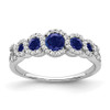 Lex & Lu 14k White Gold Created Sapphire and Diamond Ring LAL4092 - Lex & Lu