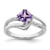 Lex & Lu 14k White Gold Amethyst and Diamond Ring LAL4093 - Lex & Lu