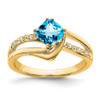 Lex & Lu 14k Yellow Gold Blue Topaz and Diamond Ring LAL4096 - Lex & Lu
