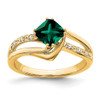 Lex & Lu 14k Yellow Gold Created Emerald and Diamond Ring LAL4100 - Lex & Lu