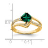 Lex & Lu 14k Yellow Gold Created Emerald and Diamond Ring LAL4100 - 3 - Lex & Lu
