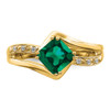 Lex & Lu 14k Yellow Gold Created Emerald and Diamond Ring LAL4100 - 5 - Lex & Lu