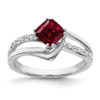 Lex & Lu 14k White Gold Created Ruby and Diamond Ring LAL4103 - Lex & Lu