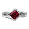 Lex & Lu 14k White Gold Created Ruby and Diamond Ring LAL4103 - 5 - Lex & Lu