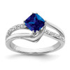 Lex & Lu 14k White Gold Created Sapphire and Diamond Ring LAL4105 - Lex & Lu