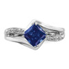 Lex & Lu 14k White Gold Created Sapphire and Diamond Ring LAL4105 - 5 - Lex & Lu