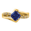 Lex & Lu 14k Yellow Gold Created Sapphire and Diamond Ring LAL4106 - 5 - Lex & Lu