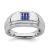 Lex & Lu 14k White Gold Sapphire Men's Ring - Lex & Lu