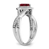 Lex & Lu 14k White Gold Created Ruby and Diamond Ring LAL4130 - 7 - Lex & Lu