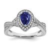 Lex & Lu 14k White Gold Created Sapphire and Diamond Ring LAL4131 - Lex & Lu