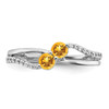 Lex & Lu 14k White Gold Citrine and Diamond Ring LAL4137 - 5 - Lex & Lu