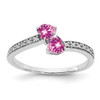 Lex & Lu 14k White Gold Created Pink Sapphire and Diamond Ring LAL4142 - Lex & Lu