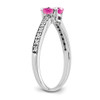 Lex & Lu 14k White Gold Created Pink Sapphire and Diamond Ring LAL4142 - 7 - Lex & Lu