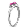 Lex & Lu 14k White Gold Created Pink Sapphire and Diamond Ring LAL4146 - 7 - Lex & Lu