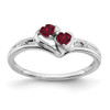 Lex & Lu 10k White Gold Created Ruby and Diamond Ring Size 7 LAL4147 - Lex & Lu