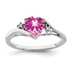 Lex & Lu 14k White Gold Created Pink Sapphire and Diamond Ring LAL4155 - Lex & Lu