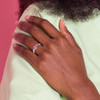 Lex & Lu 14k White Gold Created Pink Sapphire and Diamond Ring LAL4155 - 8 - Lex & Lu