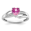 Lex & Lu 14k White Gold Created Pink Sapphire and Diamond Ring LAL4161 - Lex & Lu