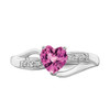 Lex & Lu 14k White Gold Created Pink Sapphire and Diamond Ring LAL4161 - 5 - Lex & Lu