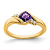 Lex & Lu 10k Yellow Gold Amethyst and Diamond Ring LAL4177 - Lex & Lu