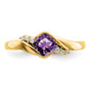 Lex & Lu 10k Yellow Gold Amethyst and Diamond Ring LAL4177 - 6 - Lex & Lu