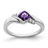 Lex & Lu 14k White Gold Amethyst and Diamond Ring LAL4178 - Lex & Lu