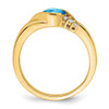 Lex & Lu 14k Yellow Gold Blue Topaz and Diamond Ring LAL4183 - 2 - Lex & Lu