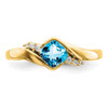 Lex & Lu 14k Yellow Gold Blue Topaz and Diamond Ring LAL4183 - 5 - Lex & Lu