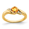 Lex & Lu 10k Yellow Gold Citrine and Diamond Ring LAL4185 - Lex & Lu