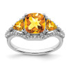 Lex & Lu 10k White Gold Citrine and Diamond Ring LAL4217 - Lex & Lu