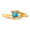 Lex & Lu 10k Yellow Gold Blue Topaz and Diamond Ring LAL4228 - 6 - Lex & Lu