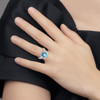 Lex & Lu 14k White Gold Blue Topaz and Diamond Ring LAL4251 - 8 - Lex & Lu