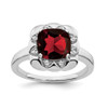 Lex & Lu 14k White Gold Garnet and Diamond Ring LAL4253 - Lex & Lu