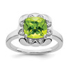 Lex & Lu 14k White Gold Peridot and Diamond Ring LAL4254 - Lex & Lu