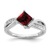 Lex & Lu 14k White Gold Garnet and Diamond Ring LAL4278 - Lex & Lu